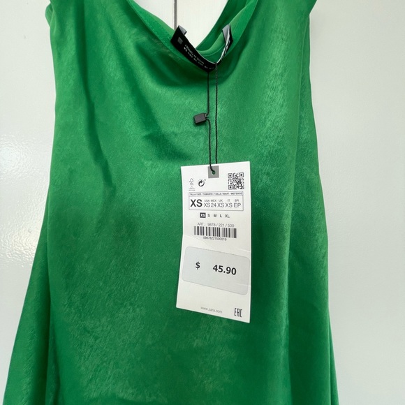 Zara Green Silk MIDI Dress With Slit NWT - Picture 7 of 7